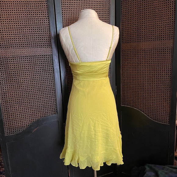 KAREN MILLEN Silk Chartreuse Ruffled Dress - Picture 3 of 11